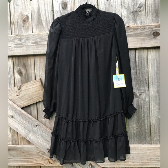 CeCe NWT Black Long Sleeve Dress - Picture 1 of 12